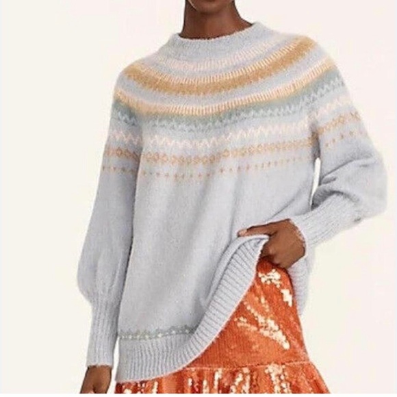 J. Crew Fair Isle yoke puff-sleeve sweater women's size S - Picture 11 of 11